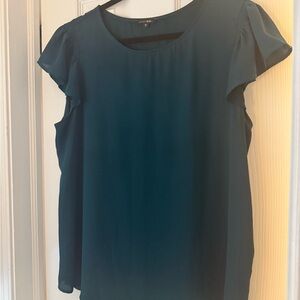 Papermoon Teal Flutter Sleeve Blouse